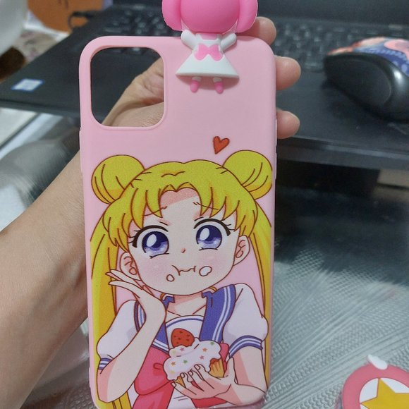 Sailor Moon Phone Case Cover With Phone Grip Super Cute Eating Yummy Dessert - Picture 1 of 15